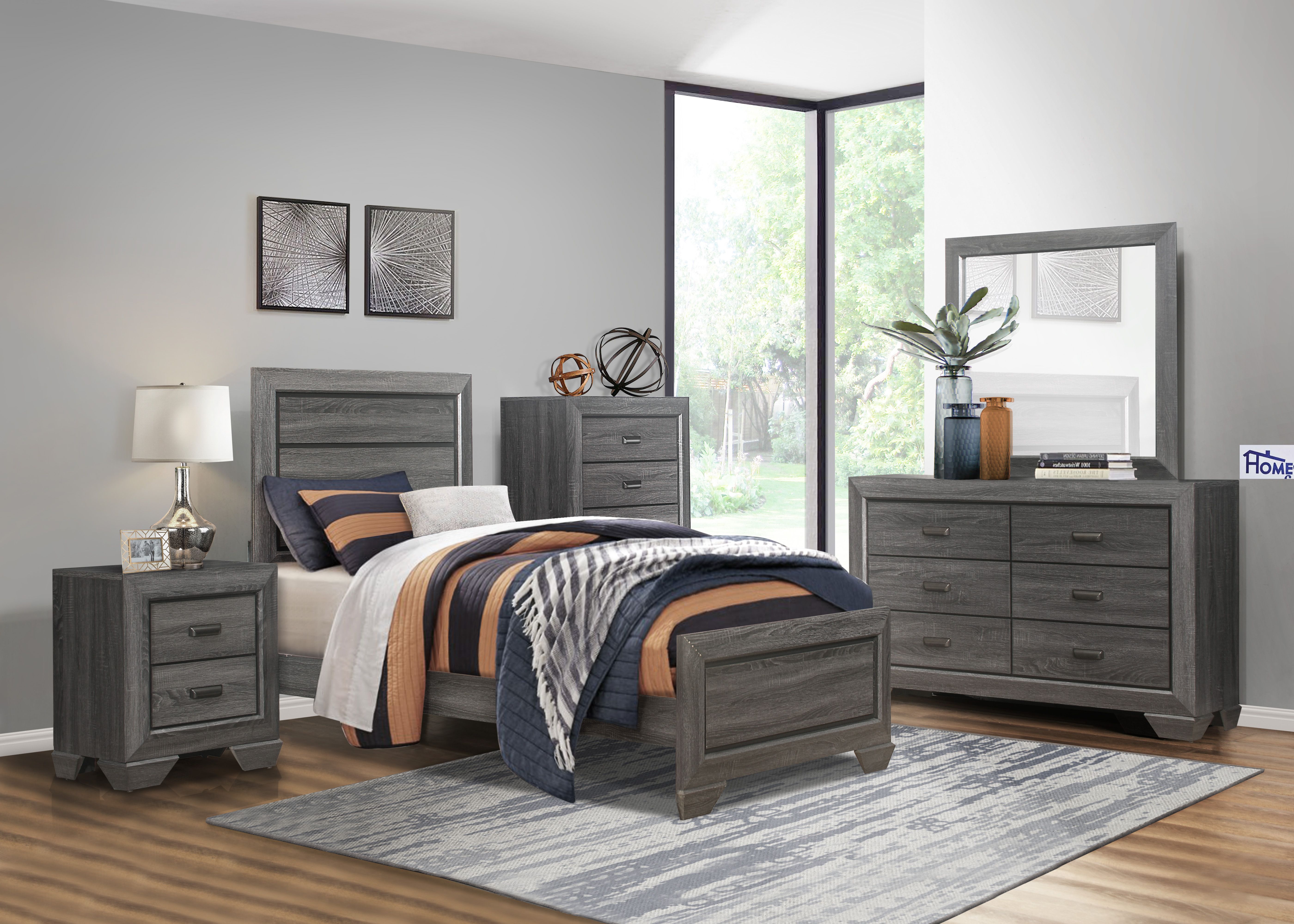 Gray Finish Twin Siz