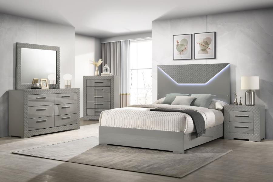 Queen Panel Bed LED 